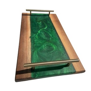 Plateau de service en bois de résine personnalisé pour servir les fruits nouveau plateau en bois dernier plateau de nourriture pour servir la nourriture dernier plat de service en bois - Product Image 1