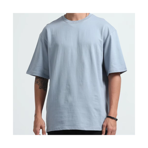 Camiseta de algodón para hombre Cuello redondo liso Tela suave Transpirable Pedidos a granel disponibles - Product Image 1