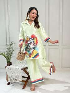 Conjunto de Kurti con Estampado de Figura Vetican Premium con Palazzo para Oficina, Fiesta, Recepción de Boda, Festivales y Funciones Tradicionales - Product Image 3