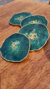 Handmade Custom Resin <b>Coaster</b> Set with Gold Flakes Epoxy <b>Drink</b> <b>Coasters</b> for Stylish Decor at Wholesale Prices - Product Image 6