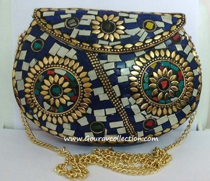 Bolsos de trabajo de mosaico para mujer, bolsas de Metal en blanco y negro para mujer, ropa de fiesta, GC-BG-582 disponible al mejor precio - Product Image 1