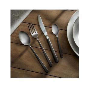 Mango de diseño surtido de acero inoxidable, juego de cubiertos negros de 5 uds., diseño martillado de acentos para el hogar Axiom, gran oferta - Product Image 5