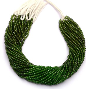 Cuentas de Piedra Natural Multichrome Diopsido Verde de 3mm-4mm, Redondas, Facetadas, Certificadas por Terceros, Hilo de 13 Pulgadas - Product Image 4