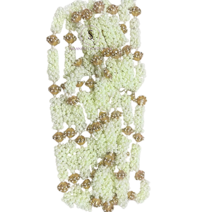 Guirnaldas de flores artificiales y Mogra con cuentas doradas Flor Hermoso diseño Telones de fondo para bodas Barat Shwagat Ocasiones - Product Image 2