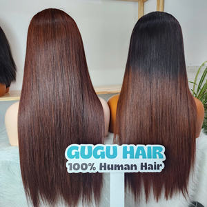 <b>Ombre</b> Transparent Lace Front <b>Wigs</b> 100% Unprocessed Virgin Vietnamese Straight Human 13x4 Lace Frontal <b>Wig</b> Pre-Plucked Braiding - Product Image 2