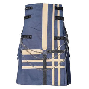 Kilt Utilitaire Bleu Gothique Personnalisé pour Homme avec Logo, 100% Coton, Tartan Hybride Fabriqué en Écosse, Accessoire Musical Gothique - Product Image 1