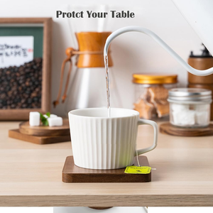 Sous-verres en bois de haute qualité, sous-verres carrés et ronds personnalisés de qualité supérieure, ensemble de 4 pièces pour le bureau et la maison, dessous de verre - Product Image 5