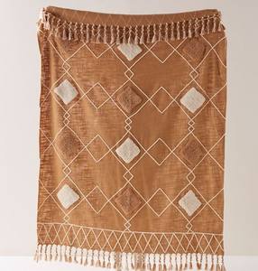 Decorative Knitted Fringe Boho <b>Blanket</b> Luxury Morocco Boho <b>Throw</b> <b>Blanket</b> with Tassels <b>Blankets</b> for Living Room - Product Image 1