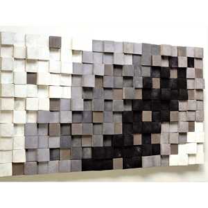 Décoration murale en mosaïque de bois moderne noir blanc argent Panneaux muraux en bois - Product Image 1