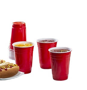 Red 16oz Disposable PP <b>Plastic</b> Party <b>Cups</b> for <b>Drinking</b> Custom Logo Beverage <b>Cup</b> Packaging Available - Product Image 4