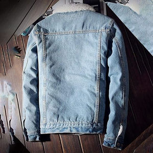 แจ็คเก็ตยีนส์แขนยาวแฟชั่นฤดูหนาวสำหรับผู้ชายปี 2025/แจ็คเก็ตยีนส์ทรงหลวมทันสมัยขายดีสำหรับผู้ชายพร้อมบริการ OEM - Product Image 5