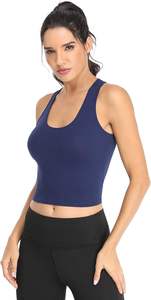Women's Cotton Athletic <b>Sports</b> <b>Tank</b> <b>Top</b> Racerback Yoga Undershirt 4 Pack Short Crop for Winter Exercise - Product Image 2