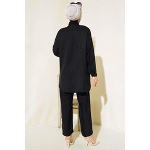 Conjunto de 2 piezas de lino negro con piedras y lentejuelas para mujer - Product Image 1