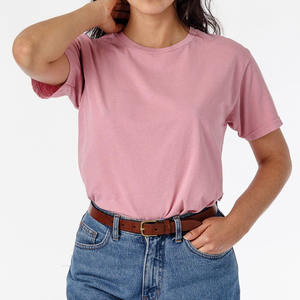 เสื้อยืดเอวลอยทรงสูงแขนสั้นโอเวอร์ไซส์สำหรับผู้หญิงเสื้อยืดครอปแบบเรียบ - Product Image 1