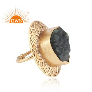 Anillo de plata de primera ley y Esmeralda para mujer, sortija, plata esterlina 18k, oro de 18 quilates, piedra natural rugosa, joya fina, hecho a mano - Product Image 4