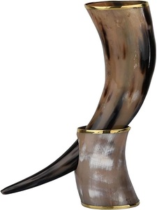 Premium Handcrafted Medieval Glass Beer Mugs 500ml Buffalo <b>Horn</b> <b>Drinking</b> <b>Horns</b> With Iron Stand and Special Occasions - Product Image 6