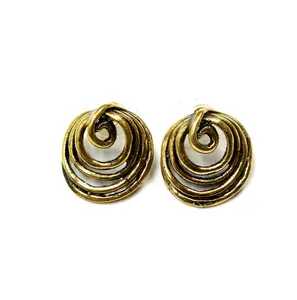 good looking Brass Earrings Women's Fashion Geometric round Earrings Premium Elegant Jewelry Studs latest design