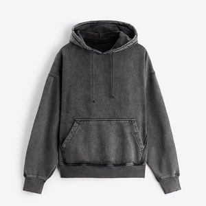Sudaderas con capucha para hombre Sudadera con estampado personalizado 100% algodón Oversized Drop Shoulder Streetwear Sudadera con capucha Heavyweight Vintage Washed Hoodie - Product Image 5
