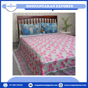 Latest Design Organic Cotton Dohar Queen Size Quilt Handcrafted Indian HandBlock <b>Printed</b> Bedding Traditional Indian Quilt Bulk - Product Image 6