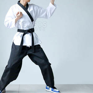 OEM Venta caliente de algodón de manga larga Taekwondo Uniforme Artes Marciales Uniforme de Taekwondo al por mayor - Product Image 5