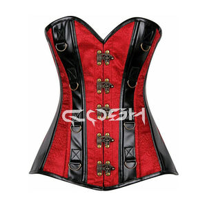 Corset en brocart beige avec fausse fourrure et baleines en acier – Fournisseur de corsets - Product Image 2