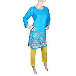 Traje de Dos Piezas Bordado para Mujer - Azul - Product Image 1