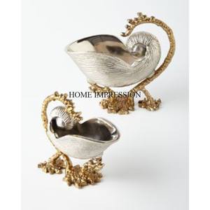 Lot de 3 bols en métal résistant de forme ronde polie miroir brillant avec finition couleur argent et plateau unique le plus fantaisiste plaqué or - Product Image 3