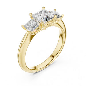 Anillo de Diamante Cultivado en Laboratorio con Corte Princesa en Oro Amarillo de 14K |   Ropa Elegante para Oficina |   Diamante Cultivado Nuevo - Product Image 4