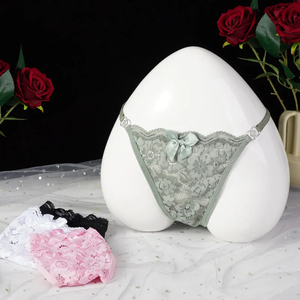 Premium Sexy Lace Panties Women Nylon Spandex Floral Sheer Mesh Breathable Boyshort Lingerie Knitted Hole OEM Wholesale - Product Image 1