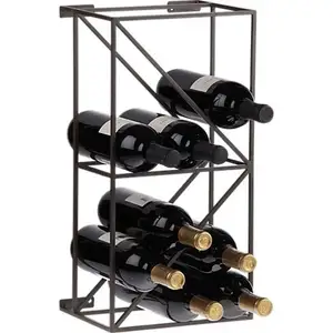 Innovador independiente pequeño vino Metal inoxidable satén vino estante Bar accesorios Almacenamiento de vino