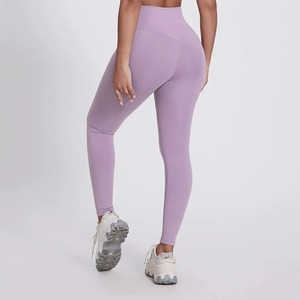 Mallas de gimnasio de cintura alta para mujer de calidad personalizada patrón sólido Yoga deporte comprimir pantalones de Fitness sensación de nube suave Push-up - Product Image 2