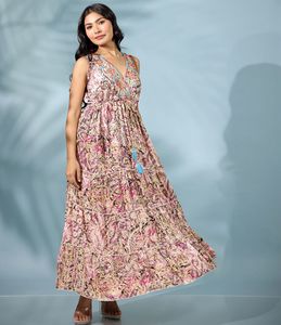 Robe décontractée à imprimé multicolore respirante et lavable avec robes pour femmes - Product Image 1