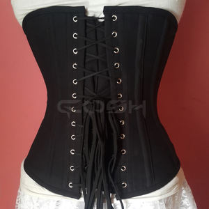 Wholesale Underbust Steelboned Black Cotton Corset | Buy Now Groothandel onderbustecorset - Product Image 6