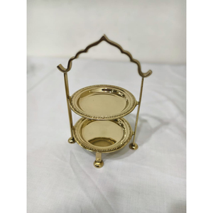 เซิร์ฟเวอร์2ชั้นดีไซน์แบบคลาสสิกกรอบโลหะเคลือบสีทองพร้อมจานตอกเงินเค้กขนมหวานสำหรับบ้านและปาร์ตี้ - Product Image 3