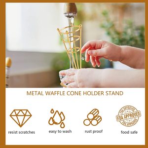 Estante de exhibición de cono de helado en metal chapado en oro con acabado pulido perfecto para exhibiciones de tiendas, fiestas y bodas - Product Image 4
