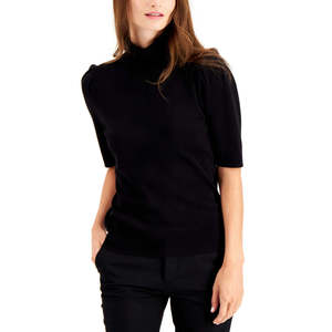 Maglione a Collo Alto Basic da Donna Alfani con Maniche Lunghe, Traspirante, Stile Coreano per Autunno/Inverno, Nero, Taglia S - Product Image 1