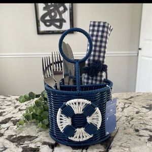 Porte-couverts polyvalent unique fait à la main rectangle durable porte-couverts de restaurant ustensile de jacinthe d'eau porte-couverts - Product Image 3