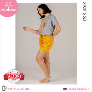 ชุดนอนผ้าฝ้าย100% สำหรับผู้หญิงชุดนอนสองชิ้นแขนสามส่วนสีฟ้าทนทานชุดเสื้อเจอร์ซีย์สำหรับผู้หญิงไซส์ XL ใส่อยู่บ้านฤดูใบไม้ผลิ - Product Image 3