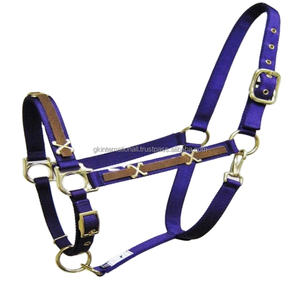 Concevez votre propre licou de cheval Plusieurs couleurs Sangle en nylon de qualité supérieure Licou de cheval en nylon avec conchos cousus sur le nez et les joues - Product Image 1