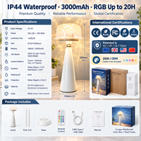 Lampe projecteur d'ondulations d'eau rechargeable pour chambre à coucher, veilleuse en forme de chapeau à piles avec télécommande tactile