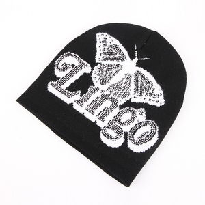 Chapeaux en mélange de laine tricotés jacquard personnalisés de haute qualité Bonnet en strass avec votre propre logo - Product Image 6