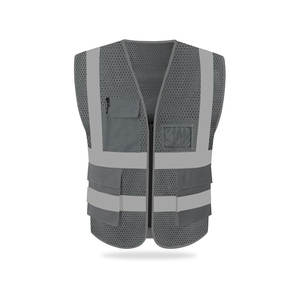 Vêtements de travail tout temps gilet de sécurité réfléchissant multi-poches fermeture éclair outil gilet Nylon personnalisable OEM Logo - Product Image 1