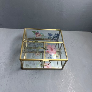 กล่องเก็บเครื่องประดับ กล่องจัดระเบียบ 2 ช่อง กล่องใส่เครื่องประดับตกแต่ง พร้อมผิวสัมผัสทองเหลือง - Product Image 4