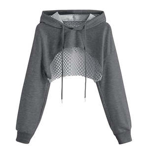 เสื้อฮู้ดผ้าฟลีซทรงสปอร์ต ซุปเปอร์ครอป แบบเรียบง่าย ระบายอากาศได้ดี เหมาะสำหรับฤดูหนาว สไตล์ลำลอง คอเสื้อแบบมีรู ดีไซน์ไหล่ตก - Product Image 3