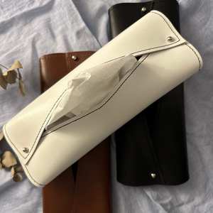 Caja de pañuelos de coche con suspensión de cuero Rectangular moderna LBTC-0044B múltiples estilos - Product Image 1