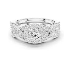1.242 CT Round Brilliant Lab Diamond Halo Engagement <b>Ring</b> <b>Set</b> VVS-VS EF Clarity 18KT, 14KT, 10KT <b>Gold</b> & 925 Silver Rose, - Product Image 2