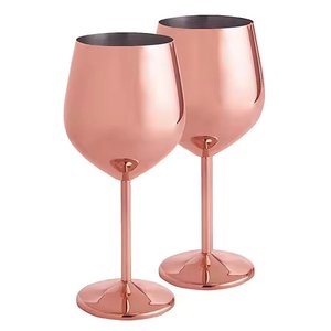 <b>Set</b> of 2 Designer Metal Wine Glass Silver & Gold Plated Perfect for Bar Ware Parties Red Wine <b>Cocktail</b> Drinking Glass - Product Image 4