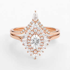 ชุดแหวนแต่งงานฮาโลเมอร์สเนไนต์ลายดอกไม้สไตล์วินเทจิวเวลรี่อันหรูหราทรงรีสำหรับงานปาร์ตี้และวันครบรอบ - Product Image 1