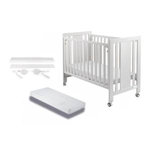 Mod. Lit bébé en bois blanc Monet pour matelas 60x120, kit de cododo inclus pour bébés et enfants - Product Image 1