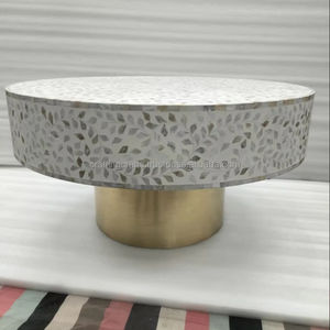 Table basse ronde décorative moderne en coquille écologique durable faite à la main, salon, design floral de luxe, meubles - Product Image 1